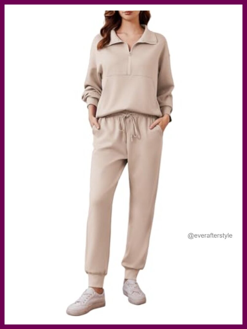 2 Piece Tracksuit Set Long Sleeve Half Zip Joggers Active Sweatsuit